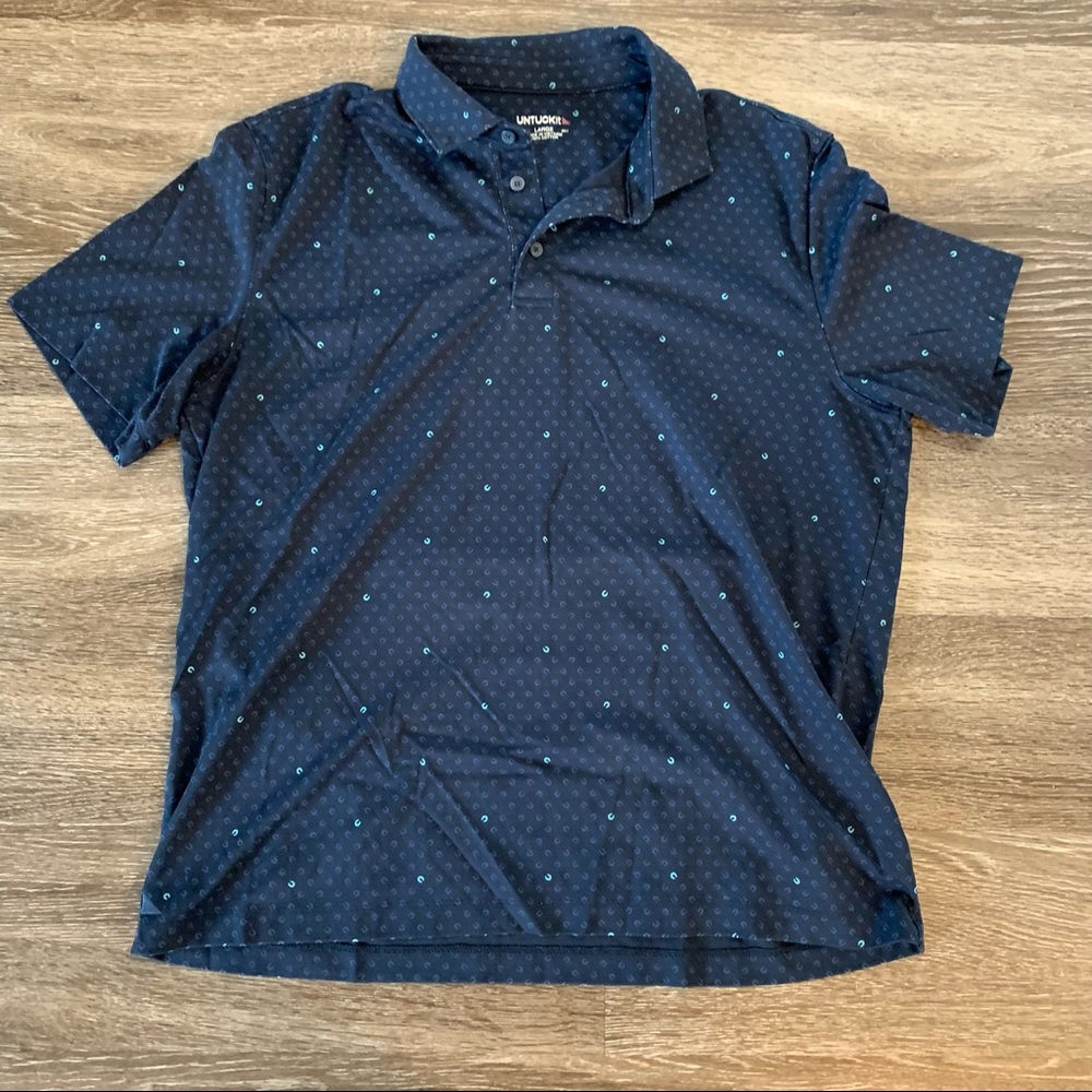 UNTUCKit Men’s Navy Damaschino Horseshoe Polo Large